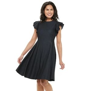 Chaps flutter sleeve a-line dress